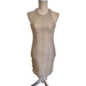 Hollister Gold Sequin Sheath Cocktail Party or Night Out Dress Size Small